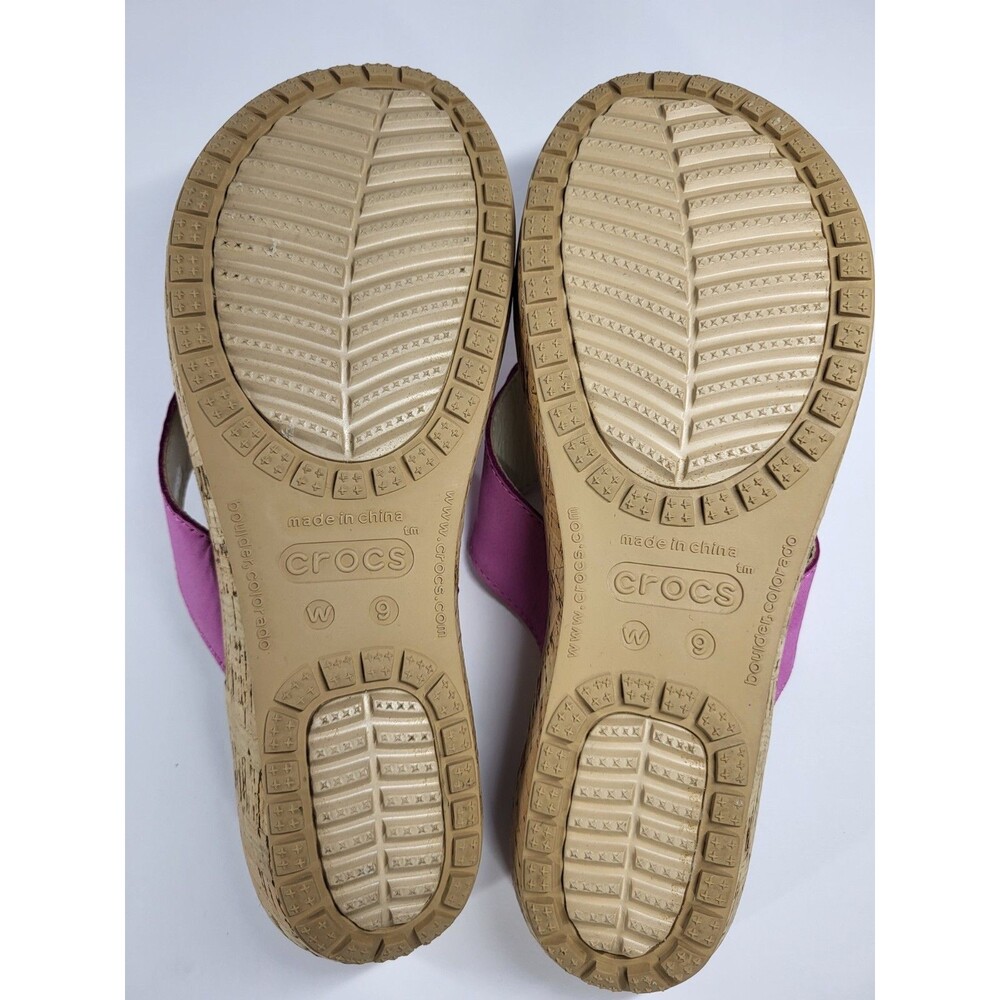 Crocs A-Leigh Floral Suede Slide-On Thong, Size 9 - Picture 8 of 11